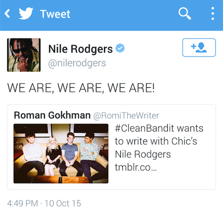 Clean Bandit, Chic, Nile Rodgers