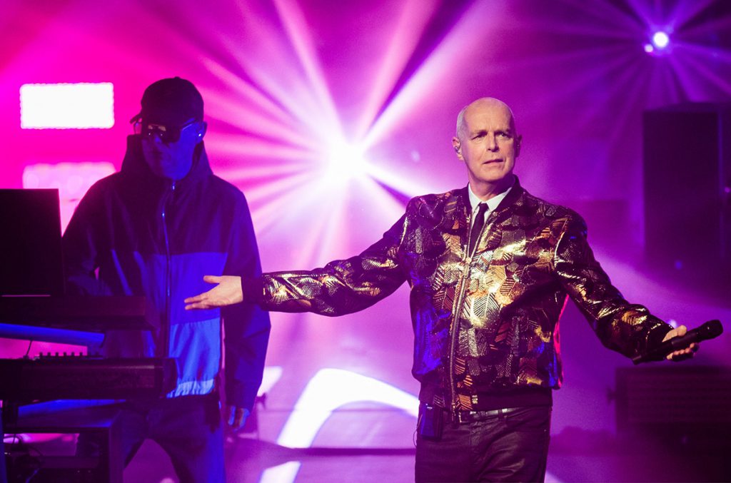 Neil Tennant and Chris Lowe from the Pet Shop Boys performing on