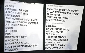 The Cure, Robert Smith, setlist